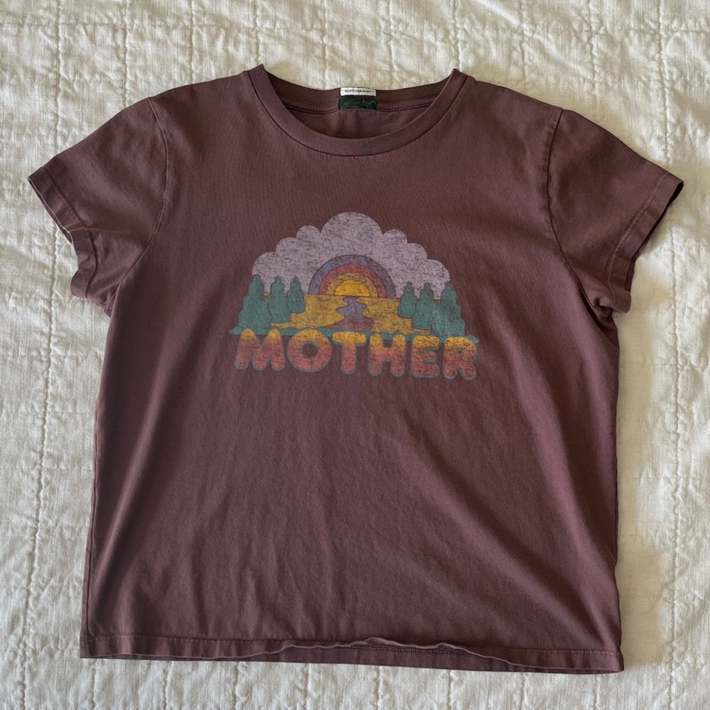 MOTHER Boxy Goodie Goodie Sunset Brown Graphic Tee